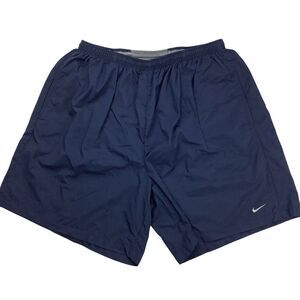 Vintage Nike Dri-Fit Running Bermuda Shorts Men Women XL Blue Nylon Elastic Wais
